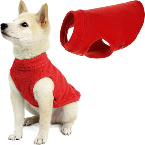 Gooby - Stretch Fleece Weste Pullover Fleece Weste Jacke Sweater für Hunde, Rot, Größe M von GOOBY