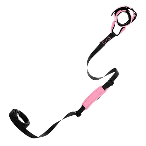 Gooby Surfer-Leine mit Armband und Verkehrsgriff, Flamingo-Rosa, 1,8 m, bequeme freihändige Leine mit verstellbarem Doppelgriff und zusätzlichem Haken von GOOBY