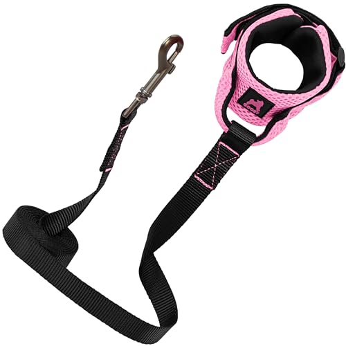 Gooby Surferleine aus weichem Netzgewebe, 1,8 m, bequem, freihändig bedienbar, mit elastischem Band für kleine, mittelgroße und große Hunde, Rosa von GOOBY