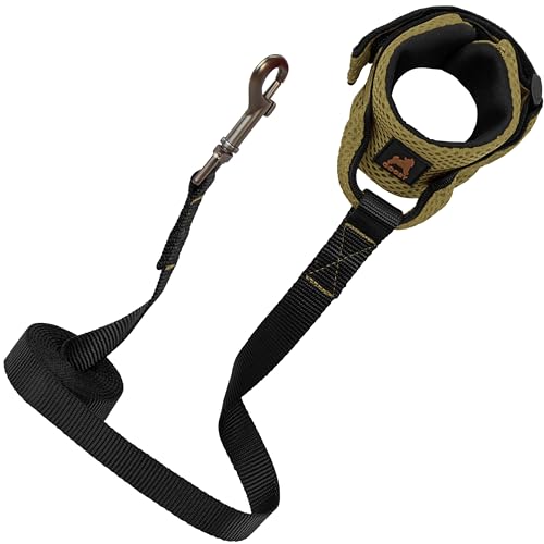 Gooby Surferleine aus weichem Netzgewebe, Braun, 1,8 m, bequeme freihändige Leine mit elastischem Band für kleine, mittelgroße und große Hunde von GOOBY