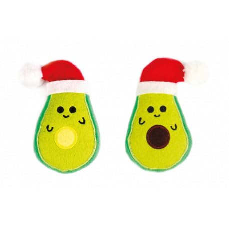 GOOD4YOU Xmas Cat Toy Avocado mit Mütze, 11 x 5 x 2 cm von GOOD4YOU