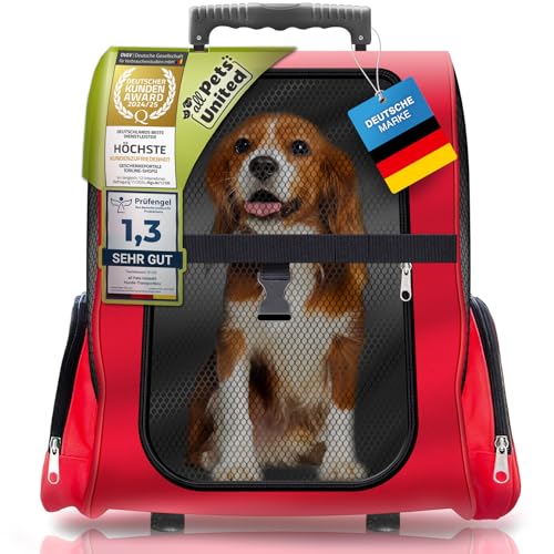 All Pets United Hunde-Trolley Kleintier Transportbox für Hunde und Katzen Tier-Trolley Haustier-Rucksack mit Teleskoparm (Hundetrolley) von GOODS+GADGETS