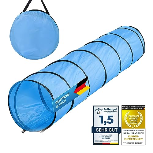 Hunde Agility Tunnel - Hundetunnel Spieltunnel Agilitytunnel Hundehöhle inkl Heringe und Transporttasche 300 x 50 cm von GOODS+GADGETS
