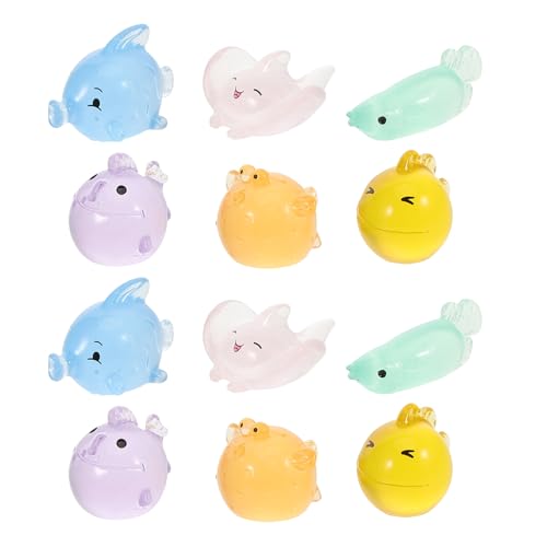 GOOHOCHY 12stücke Mini-Meerestier-Figuren Aus Kunstharz Leuchtend Im Dunkeln Für Aquarien-Dekorationen Miniatur-Meerestier-dekor DIY-Aquarium-schmuck von GOOHOCHY