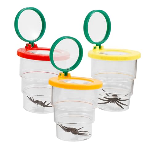 GOOHOCHY 3 Stück Teiliges Insektenbeobachtungsset mit Integrierter Lupe Mittlere Tragbare Insektenbox für Leichter Insektenbehälter zur Naturerkundung und Tierbeobachtung im Freien von GOOHOCHY