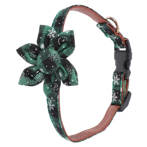 GOOHOCHY Weihnachtshalsband für Hunde klein Katze hundehalsband Zubehör Weihnachten hundehalsband Haustierhalsband Dekoration Kätzchen-Kragen verstellbares Halsband für Hund Stoff Green von GOOHOCHY