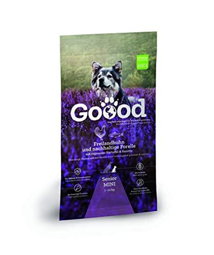 Goood Mini Senior Hundefutter Trocken für ausgewachsene Hunde ab 11kg - Gesundes Hundefutter Getreidefrei & ohne Zusatzstoffe - Trockenfutter für Hunde - Huhn & Forelle - für ALLE Rassen [1 x 150 g] von GOOOD