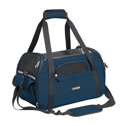 GOOPAWS Tragetasche für kleine Hunde, weiche Tragetaschen mit Tasche, Reisezubehör, tragbares Hundetuch mit Rutschfester Unterseite, Marineblau, 43,2 cm von GOOPAWS