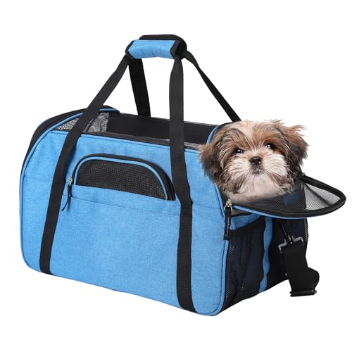 GOOPAWS Tragetasche für kleine Hunde, weiche Tragetaschen mit Tasche, Reisezubehör, tragbares Hundetuch mit rutschfester Unterseite (Türkis, 43,2 cm) von GOOPAWS