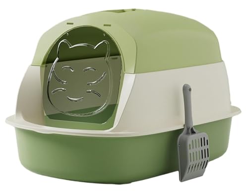 Cat Litter Box Katzentoilette Mit Deckel, Und Hohen Seitenwänden, Große, Leicht Zu Reinigen Katzenklo(Grün) von GOOPEEG
