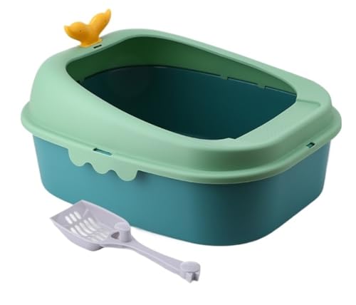 GOOPEEG Cat Litter Box Katzentoilette Mit Offenem Deckel, Für Innenkatzen, Katzenstreuschaufel Katzenklo(Grün) von GOOPEEG