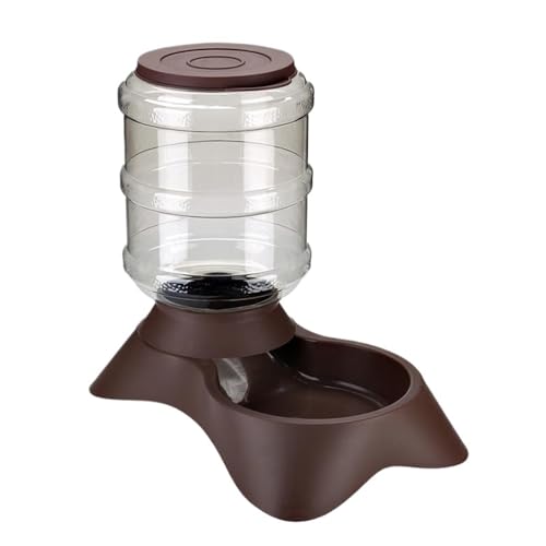 3,8 L Hund Schüssel Hund Wasser Dispenser Automatische Futternäpfe Haustier Waterer Feeder Schüssel for Hund Katze Große Kapazität Katze Wasser Brunnen (Size : Brown Feeder) von GOPEO