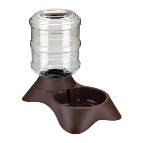 3,8 L Hund Schüssel Hund Wasser Dispenser Automatische Futternäpfe Haustier Waterer Feeder Schüssel for Hund Katze Große Kapazität Katze Wasser Brunnen (Size : Brown Water) von GOPEO