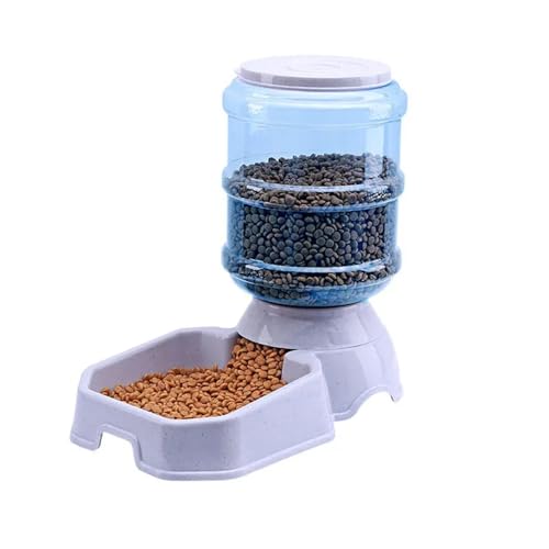 3,8 L Hund Schüssel Hund Wasser Dispenser Automatische Futternäpfe Haustier Waterer Feeder Schüssel for Hund Katze Große Kapazität Katze Wasser Brunnen (Size : Grey Feeder) von GOPEO