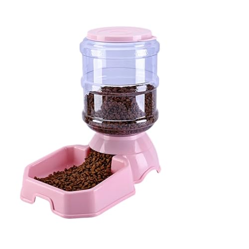 3,8 L Hund Schüssel Hund Wasser Dispenser Automatische Futternäpfe Haustier Waterer Feeder Schüssel for Hund Katze Große Kapazität Katze Wasser Brunnen (Size : Pink Feeder) von GOPEO