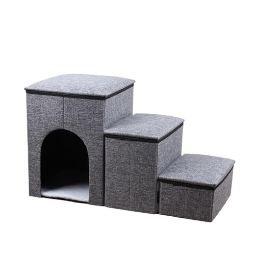 Pet Safe Cozy Up Klapptreppe, rutschfeste Polster, Langlebige Haustiertreppe for Drinnen/draußen Zu Hause Oder Auf Reisen (Color : Gray, Size : 72X33X41cm) von GOPEO