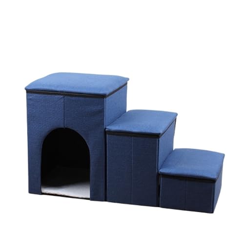 Pet Safe Cozy Up Klapptreppe, rutschfeste Polster, Langlebige Haustiertreppe for Drinnen/draußen Zu Hause Oder Auf Reisen (Color : Navy, Size : 72X33X41cm) von GOPEO