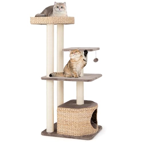 GOPLUS 131cm Katzenbaum, Kratzbaum mit Sisal-Kratzsäulen, Plattformen, Katzenhaus, Ball, abnehmbaren und waschbaren Kissen, Katzenkratzbaum für Innenkatzen, Kaffee+Natur GOPLUS 131cm Katzenbaum, Kratzbaum mit Sisal-Kratzsäulen, Plattformen, Katzenhaus, Ball, abnehmbaren und waschbaren Kissen, Katzenkratzbaum für Innenkatzen, Kaffee+Natur von GOPLUS