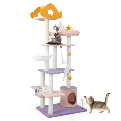 GOPLUS Kratzbaum, mehrstufiger Katzenbaum mit Sisalkratzpfosten, flugzeugförmige Plattform, Katzenspielzeugzubehör, gebogener Hängematte, Katzenkratzbaum Kletterbaum für drinnen (68x48x167cm) GOPLUS Kratzbaum, mehrstufiger Katzenbaum mit Sisalkratzpfosten, flugzeugförmige Plattform, Katzenspielzeugzubehör, gebogener Hängematte, Katzenkratzbaum Kletterbaum für drinnen (68x48x167cm) von GOPLUS