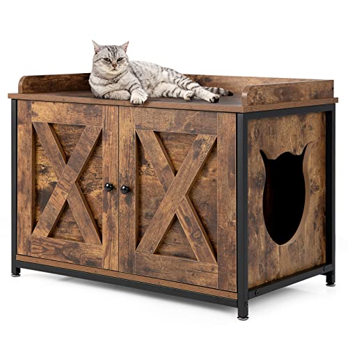 GOPLUS 2 in 1 Katzenschrank, Katzenklo mit Doppeltüren, verstellbaren Füße und Katzenlöchern, versteckte Katzentoilette, Beistelltisch für Wohnzimmer, Schlafzimmer & Balkon GOPLUS 2 in 1 Katzenschrank, Katzenklo mit Doppeltüren, verstellbaren Füße und Katzenlöchern, versteckte Katzentoilette, Beistelltisch für Wohnzimmer, Schlafzimmer & Balkon von GOPLUS