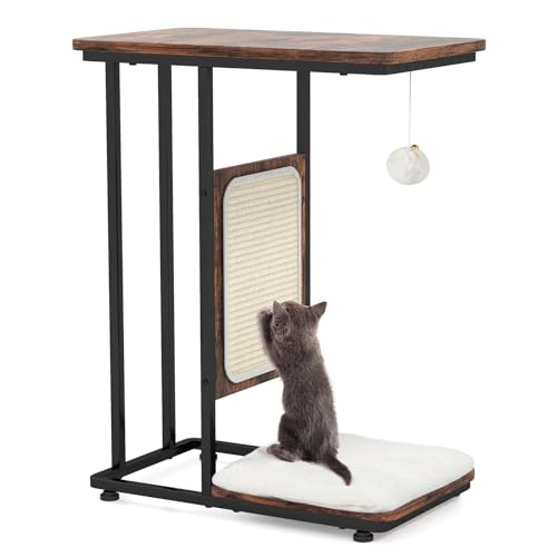 GOPLUS 2 in 1 Kratzbaum & Beistelltisch, C-förmiger Kleiner Katzentisch mit Kratzpolster, waschbarem Kissen & klingelndem Ball, Moderne Katzenmöbel für Wohnzimmer & Schlafzimmer GOPLUS 2 in 1 Kratzbaum & Beistelltisch, C-förmiger Kleiner Katzentisch mit Kratzpolster, waschbarem Kissen & klingelndem Ball, Moderne Katzenmöbel für Wohnzimmer & Schlafzimmer von GOPLUS