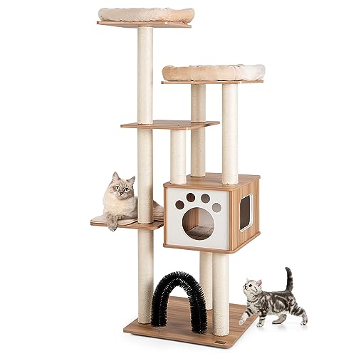GOPLUS 6-stufiger Kratzbaum aus Holz, Katzenbaum mit gemütlicher Matten, Sisalstämmen & Katzenhaus, multifunktionaler Katzenkratzbaum zum Klettern und Spielen, für Haustiere, Beige GOPLUS 6-stufiger Kratzbaum aus Holz, Katzenbaum mit gemütlicher Matten, Sisalstämmen & Katzenhaus, multifunktionaler Katzenkratzbaum zum Klettern und Spielen, für Haustiere, Beige von GOPLUS