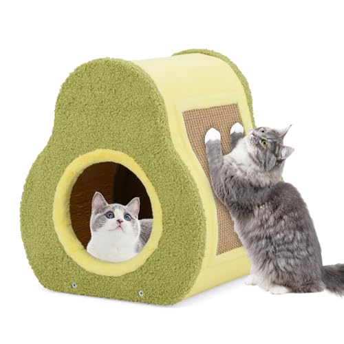 GOPLUS Katzenhöhle in Avocado-Form, Katzenhaus mit Sisal-Kratzbrett, weites Eingang, Katzenzelt für Innenräume & Schlafzimmer, Wohnzimmer, Balkon, für kleine, mittlere Haustiere, Grün GOPLUS Katzenhöhle in Avocado-Form, Katzenhaus mit Sisal-Kratzbrett, weites Eingang, Katzenzelt für Innenräume & Schlafzimmer, Wohnzimmer, Balkon, für kleine, mittlere Haustiere, Grün von GOPLUS