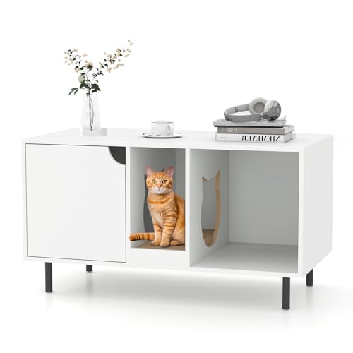 GOPLUS Katzenschrank für Katzentoilette, Katzenklo Schrank mit Abnehmbarer Kratzbrett, Eingang, Metallbeine & Eingang, Katzenhaus Beistelltisch aus Holz für 2 Katzen, 100 x 52 x 55 cm GOPLUS Katzenschrank für Katzentoilette, Katzenklo Schrank mit Abnehmbarer Kratzbrett, Eingang, Metallbeine & Eingang, Katzenhaus Beistelltisch aus Holz für 2 Katzen, 100 x 52 x 55 cm von GOPLUS