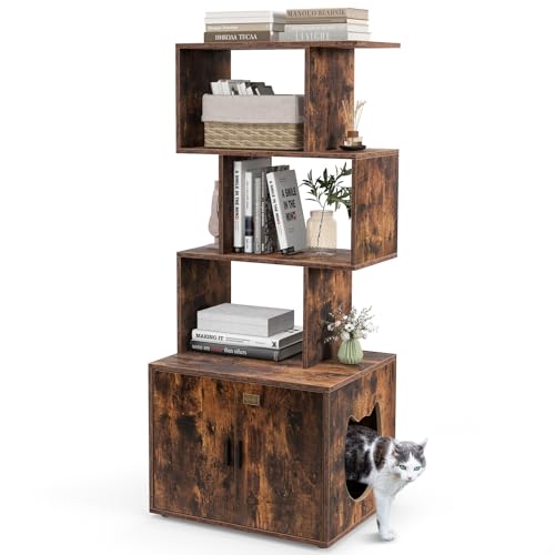 GOPLUS Katzenschrank mit Regal, Katzenhaus mit 2 Türen & Eingang, Katzentoilette mit Magnetverschlusstür & Kippsicherung & verstellbaren Füßen, Katzenmöbel mit Bücherregal 60 x 45,5 x 142 cm GOPLUS Katzenschrank mit Regal, Katzenhaus mit 2 Türen & Eingang, Katzentoilette mit Magnetverschlusstür & Kippsicherung & verstellbaren Füßen, Katzenmöbel mit Bücherregal 60 x 45,5 x 142 cm von GOPLUS