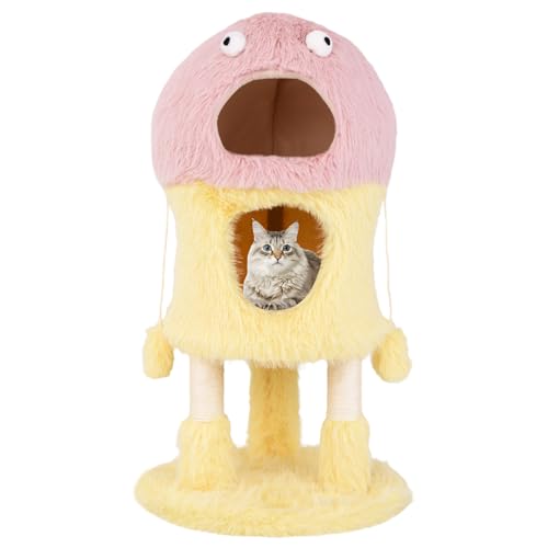 GOPLUS Kratzbaum, Katzenbaum im Monstermotiv mit 2 Katzenhöhlen, Sisalpfosten und hängenden Spielzeugen, Katzenkratzbaum aus langem Plüschstoff für Hauskatzen und Kätzchen GOPLUS Kratzbaum, Katzenbaum im Monstermotiv mit 2 Katzenhöhlen, Sisalpfosten und hängenden Spielzeugen, Katzenkratzbaum aus langem Plüschstoff für Hauskatzen und Kätzchen von GOPLUS