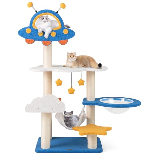 GOPLUS Kratzbaum 124 cm, Katzenbaum im Weltraum-Thema mit UFO-Plattform, Hängematte, Sisal-Kratzsäulen, Transparentem Raumkapsel & Spielzeug, Aktivitätszentrum Kletterbaum für Katzen GOPLUS Kratzbaum 124 cm, Katzenbaum im Weltraum-Thema mit UFO-Plattform, Hängematte, Sisal-Kratzsäulen, Transparentem Raumkapsel & Spielzeug, Aktivitätszentrum Kletterbaum für Katzen von GOPLUS