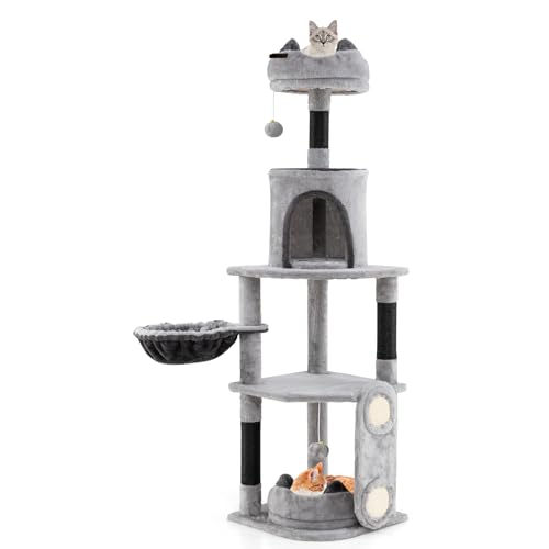 GOPLUS Kratzbaum groß, Katzenbaum mit mehrstockige Plattform, Katzenbett, Kratzsäulen, Korb, Spielball & Höhle, stabil Katzenkratzbaum für Katzen, Katzenmöbel 41 x 40 x 144 cm, Grau + Schwarz GOPLUS Kratzbaum groß, Katzenbaum mit mehrstockige Plattform, Katzenbett, Kratzsäulen, Korb, Spielball & Höhle, stabil Katzenkratzbaum für Katzen, Katzenmöbel 41 x 40 x 144 cm, Grau + Schwarz von GOPLUS
