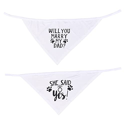 GORGECRAFT 2PCS Will You Marry My Daddy Dog Bandana She Said Yes Hund Verlobungsankündigung Hochzeitsfoto Requisite Haustier Schal Zubehör Für Kleine, Mittel, Große Hunde von GORGECRAFT