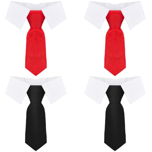 GORGECRAFT 4 Stück Haustierhalsband Krawatte Katzen/Hundefliegen Schwarz/Rot Verstellbar Für Kleine Welpen Formelle Krawatte Fliege Halsbänder Für Hochzeit Ostern Valentinstag Fellpflege Kostümzubehö von GORGECRAFT