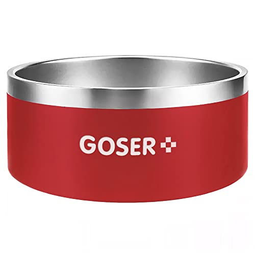 Hundenapf – Rutschfester Edelstahl-Hundenapf für Futterwasser – Napf für mittelgroße Hunde, große Hunde, 8 Tassen – Tiernapf 1,8 l (rot, 1,8 l) von GOSER