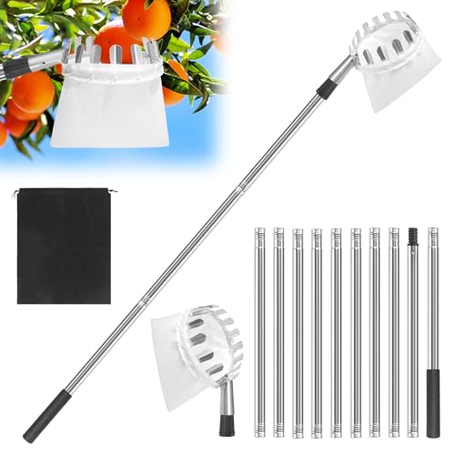 Obstpflücker 4m Kirschpflücker mit Teleskopstiel Apfelpflücker mit Baumwollbeutel Obstpflücker für Kirschen Einfach zu Montieren für Obstbäume Obstpflücker 4m Kirschpflücker mit Teleskopstiel Apfelpflücker mit Baumwollbeutel Obstpflücker für Kirschen Einfach zu Montieren für Obstbäume von GOSHIES