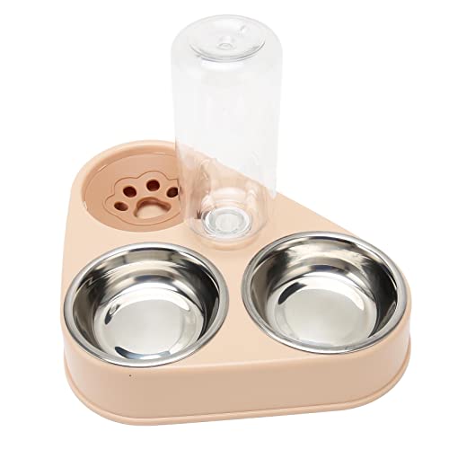 Dreifach-Katzennapf für Futter und Wasser, 2 Abnehmbare Nass- und Trockenfutternäpfe aus Edelstahl mit Wassernapf für Katzen und Kleine Hunde von GOTOTOP