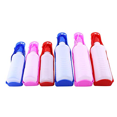 GOTOTOP 250ML/50ML Haustierhundewasserflasche, Hundewasserflasche für Spaziergänge im Freien Tragbarer Haustiertrinkspender mit Schüssel(250ML-Blau) von GOTOTOP