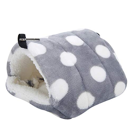 GOTOTOP Haustier Hängematte, Grauer Big Dot Flanell Warm Eichhörnchen Hängebett Schlafsack für Kleintiere Hamster Meerschweinchen Chinchillas(L) von GOTOTOP