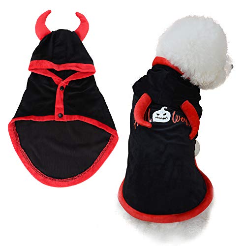 GOTOTOP Haustier Halloween Umhang Kostüm, Weichkorallen Fleece Kleidung Verstellbarer Jackenmantel mit Muster für Haustier Hunde Katzen (Schwarz)(L) von GOTOTOP