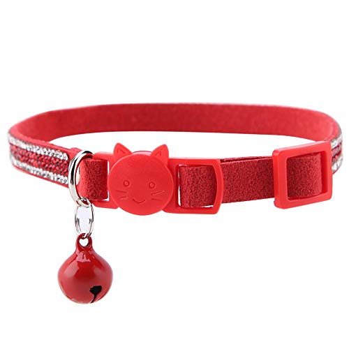 GOTOTOP Haustier-Halskette, glänzendes bequemes weiches Haustierhalsband mit Glocke Verstellbarer Haustierpflege liefert tägliche Dekoration für Hundekatzen(S-rot) von GOTOTOP