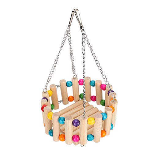 GOTOTOP Hölzerne Hamster-Hängematte, hängendes Schaukelspielzeug mit bunten Perlen für Chinchilla-Kaninchen-Hamster-Papageien-Eichhörnchen von GOTOTOP