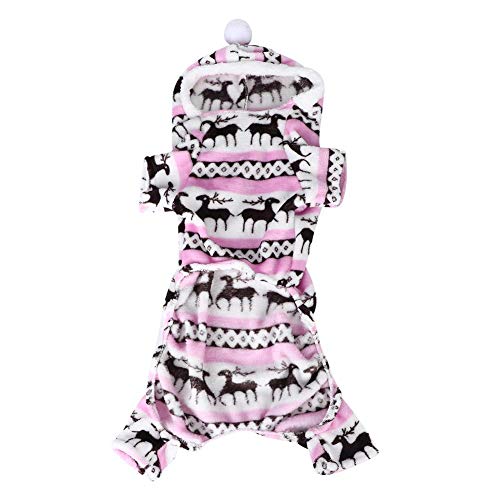 GOTOTOP Hundekleidung Plüsch Warm Bequem 4 Fuß Pink Deer Hoodies Kleine Hunde Kleidung Outfit Winter(M) von GOTOTOP