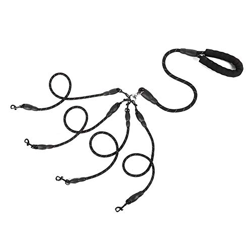 Hundeleinen, 4 in 1 No Tangles Abnehmbares Nylon-Zugseil 4-Wege-Hundeleine für Hunde Katzen im Freien(4 Way-Schwarz) von GOTOTOP