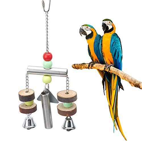 Papageien Spielzeug, Vogel Kauen Beißen Hängen Stehendes Gestell Edelstahl Glockenkäfig Spielzeug für Wellensittich, Nymphensittiche, Conures, Finken, Eichhörnchen von GOTOTOP