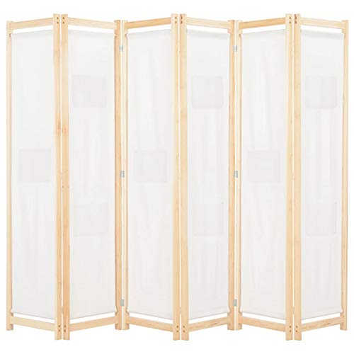 GOTOTOP Raumteiler mit 6 Paneelen, faltbar, mit 9 Taschen, Raumteiler aus massivem Tannenholz, 240 x 170 x 4 cm von GOTOTOP