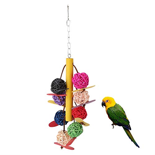 GOTOTOP Vogel beißen Spielzeug Papageien hängen Kauen Vögel Spielen Stroh geflochtenen Ring Sepak Takraw (13x5.1x3in) von GOTOTOP