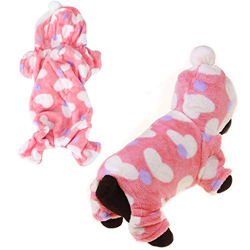 GOTOTOP Welpenkleidung für Hunde Katze Hoodies Outfit Niedlich Plüsch Rosa Warmer Pyjama Haustier Kostüm Winter (XS, S, M, L, XL, XXL)(XXL) von GOTOTOP
