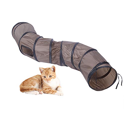 GOTOTOP Zusammenklappbares Katzentunnelspielzeug, S-förmiger Kurventunnel mit Löchern Haustierkatze Spieltunnel Indoor Outdoor Trainingsspielzeug für Kätzchen Kaninchen von GOTOTOP