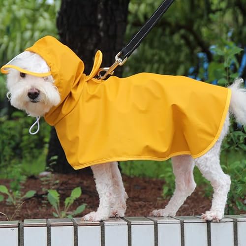 Regenmantel Hund wasserdicht, durchsichtige doppellagige Regenjacke Hund mit Kapuze für kleine, Ultraleichte atmungsaktive 100% wasserdichte Regenjacke mittelgroße Hunde,M von GOVNPJ